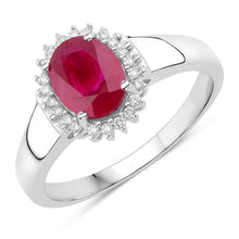 Load image into Gallery viewer, 1.55 Carat Genuine Ruby and White Diamond 14K White Gold Ring