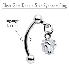 将图片加载到图库查看器,Top Down Clear Gem Dangle Star Eyebrow Ring