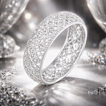 Load image into Gallery viewer, 925 Sterling Silver & Platinum Plated Pavé CZ Ring Size 6 for Women