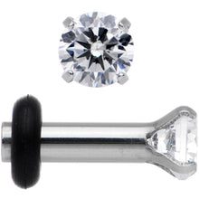 Load image into Gallery viewer, 10G Clear CZ Gem Stainless Steel Single Flare Plug Set