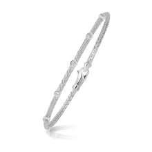 Load image into Gallery viewer, 14k White Gold Diamond Accent Station Basket Weave Bracelet