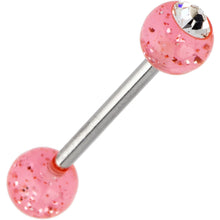 Load image into Gallery viewer, Single Gem Shocking Pink Glitter Barbell Tongue Ring