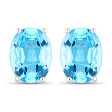 Load image into Gallery viewer, 4.00 Carat Genuine Swiss Blue Topaz .925 Sterling Silver Earrings