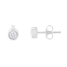 Load image into Gallery viewer, 10K White Gold 1/4 Cttw Round Brilliant-Cut Near Colorless Diamond Bezel-Set Stud Earrings (H-I Color, I1-I2 Clarity)