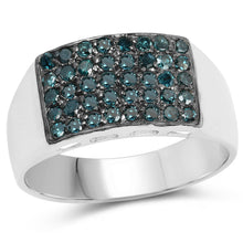 Load image into Gallery viewer, 0.48 Carat Genuine Blue Diamond .925 Sterling Silver Ring