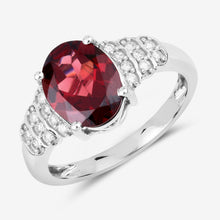 Load image into Gallery viewer, 2.87 Carat Genuine Rhodolite and White Diamond 14K White Gold Ring