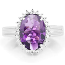 Load image into Gallery viewer, 4.99 Carat Genuine Amethyst and White Topaz .925 Sterling Silver Ring