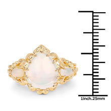 将图片加载到图库查看器,14K Yellow Gold Plated 3.26 Carat Genuine Ethiopian Opal .925 Sterling Silver Ring
