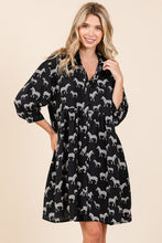 Load image into Gallery viewer, Zebra Print Button Down Shirt Mini Dress – Bold and Fashion-Forward Zebra Print Dress with Casual Button-Down Design