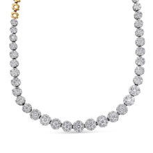 将图片加载到图库查看器,IGI Certified 14K Yellow Gold 14 3/4 cttw Pave Set Round-Cut Diamond Riviera Necklace (F-G Color, S2-I1 Clarity)