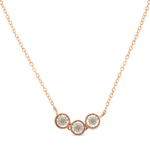 Load image into Gallery viewer, 10K Rose and White Gold Plated .925 Sterling Silver 1/4 Cttw Miracle-Set Champagne Diamond Triple Circle 18" Necklace (I2-I3 Clarity)