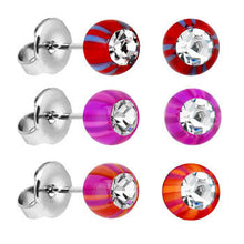 Load image into Gallery viewer, Acrylic Beach Ball Gem Stud Earrings Set