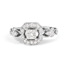 Load image into Gallery viewer, 14K White Gold Diamond 3/4 Cttw Diamond Halo Style and Woven Shank Engagement Ring (G-H Color, VS2-SI1 Clarity) - Size 7