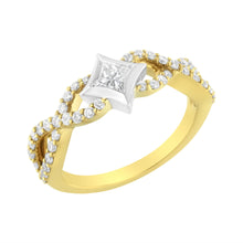 Load image into Gallery viewer, 10K Two Tone Color 5/8 Cttw Diamond Kite and Twist Shank Ring (H-I Color,SI2-I1 Clarity)