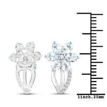 Load image into Gallery viewer, 1.54 Carat Genuine Aquamarine and White Topaz .925 Sterling Silver Earrings