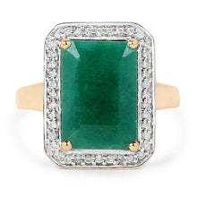 Load image into Gallery viewer, 5.71 Carat Dyed Emerald and White Diamond 14K Yellow Gold Ring