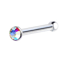 将图片加载到图库查看器,Sterling Silver 1.2mm Aurora Nose Bone Created with Crystals