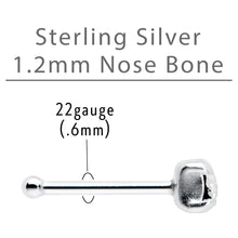 Load image into Gallery viewer, Sterling Silver 2mm Clear Nose Bone Created with Crystals