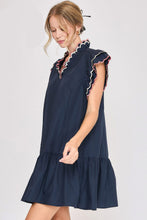Load image into Gallery viewer, Classic Full Size Ruffled Sleeve Plus Size Dress Elegant & Feminine Chic Dress Dark Navy Women Dress