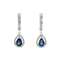 Load image into Gallery viewer, .88ct London Blue Topaz Dangle Earrings 14KT White Gold