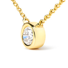 将图片加载到图库查看器,10K Yellow Gold 1/2 Carat Round Brilliant-Cut Diamond Modern Bezel-Set Solitaire 16"-18" Pendant Necklace (H-I Color, SI2-I1 Clarity)