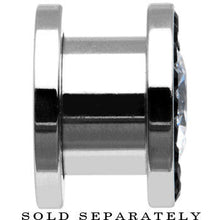 Load image into Gallery viewer, 1/2 Stainless Steel Black Clear CZ Screw Fit Tunnel
