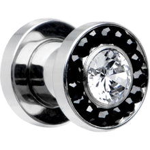 Load image into Gallery viewer, 2G Stainless Steel Black Clear CZ Screw Fit Tunnel
