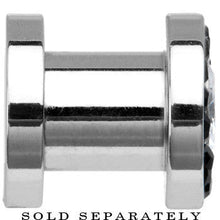 Load image into Gallery viewer, 2G Stainless Steel Black Clear CZ Screw Fit Tunnel