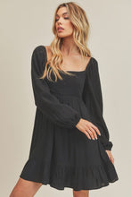 Load image into Gallery viewer, Ruffled Comfortable Hem Square Neck Balloon Sleeve Mini Dress For Women – Trendy, Romantic and Playful Style for Any Occasion