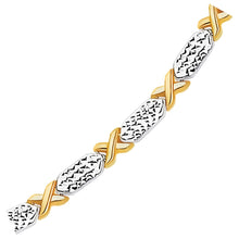 将图片加载到图库查看器,14k Two-Tone Gold Fancy X Line Bracelet