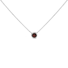 将图片加载到图库查看器,.925 Sterling Silver 7MM Bezel Set Created Purple Amethyst Pendant Necklace - 18" Inches