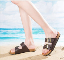 将图片加载到图库查看器,Soft Casual Slippers Women Summer Beach Slides Slippers Flip Flops Non-slip Buckle Strap Girls Indoor Outside Shoes Adjustable Double Buckle Strap Casual Comfort Footbed Slides Sandals For Indoor And Outdoor Beach
