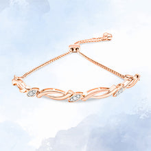 Load image into Gallery viewer, 14K Rose Gold Plated .925 Sterling Silver 1/10 Cttw Diamond Alternating Swirl link Bolo Bracelet (I-J Color, I2-I3 Clarity) - 6" to 9" Adjustable