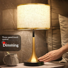 Load image into Gallery viewer, Modern Touch Sensor Dimming Luxury Living Room Simple Nordic LED Table Lamp Creative Simplicity Cloth Desk Light Indoor Decorative Table Lamp Cute Study Lamps for Bedroom Décor