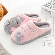Load image into Gallery viewer, Cute Cat Shoes Soft Winter Women Winter Home Slippers Animal Slip On Soft Warm House Shoes Men Couple Indoor Bedroom Footwear Soft Cozy Home Slippers For Women Slip On Comfy Women's Washable Cotton Bedroom Slippers