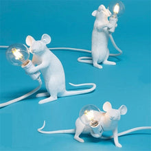Load image into Gallery viewer, Postmodern Resin Animal Rat Mouse Table Lamp Small Mini Mouse Cute LED Night Lights Home Décor Desk Lights Bedside Lamp Decorative Table Lamp Cute Study Lamps for Bedroom Décor (