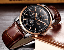 Load image into Gallery viewer, Men's Waterproof Watch With Chronometers Date Display And Fluorescent Pointers Excellent Look Perfect Gift