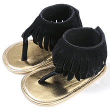 将图片加载到图库查看器,Baby Summer Newborn 0-18M Infant Baby Girls Children's Sandals Summer New Retro Tassel Flannel Baby Shoes Solid Non-slip