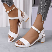 将图片加载到图库查看器,Women Genuine Leather Sandals Low Heel Buckle Strap Ladies Open Toe Black Decoration Summer Leather Open Toe And Ankle Strap Buckle Flat Sandals Casual Beach Shoes