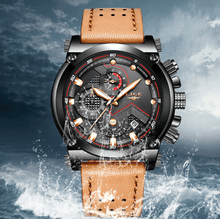 将图片加载到图库查看器,Men's Waterproof Modern Watch With Leather Belts, Stainless Steel Case Excellent Look Perfect Gift