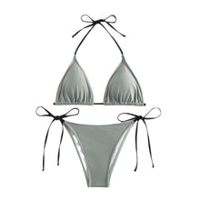 将图片加载到图库查看器,Swimwear Women Bandage Women Triangle Bathing Suits 2 Pieces Bikini Bowknot Swimsuit Bikini Set Swimwear Bikini Sets Bikinis Bathing Suit Push Up Swimsuit Summer Beachwear