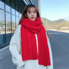 Load image into Gallery viewer, Winter Simple Soft Colorful Knitted Wool Scarf Solid Warm Scarves Lightweight Casual Couple Muffler Striped Elegant Hijab Cashmere Scarf Neck Scarf Christmas Gift For Women