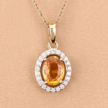 Load image into Gallery viewer, 1.78 Carat Genuine Yellow Sapphire and White Diamond 14K Yellow Gold Pendant
