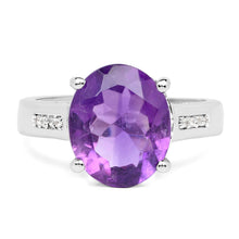 Load image into Gallery viewer, 3.84 Carat Genuine Amethyst and White Topaz .925 Sterling Silver Ring