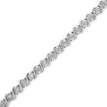 Load image into Gallery viewer, 14K White Gold 1.00 Cttw Lab Grown Diamond Round Miracle Plate and "S" Link Tennis Bracelet (F-G Color, VS2-SI1 Clarity) Size 7"