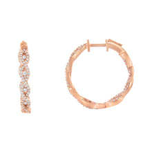 Load image into Gallery viewer, 10K Rose Gold Diamond Hoop Earring (1 cttw, H-I Color, I1-I2 Clarity)