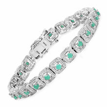 Load image into Gallery viewer, 2.40 Carat Genuine Emerald .925 Sterling Silver Bracelet