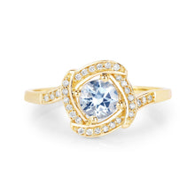 Load image into Gallery viewer, 0.46 Carat Genuine Aquamarine and White Diamond 14K Yellow Gold Ring