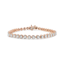 Load image into Gallery viewer, .925 Sterling Silver 1.0 Cttw Miracle Set Diamond Heart-Link 7" Tennis Bracelet (I-J Color, I2-I3 Clarity)