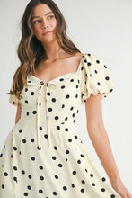 Load image into Gallery viewer, Polka Dot Puff Sleeve Midi Dress For Women – Vintage Fluttering Polka Dot Dress, Feminine Puff Sleeve Dress, Retro Midi Dress, Classic Chic Dress